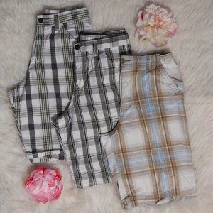 Bundle 3 Adjustable Plaid Cargo Shorts